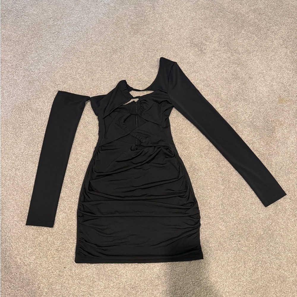 Superdown Black Long Sleeve Cutout Mini Dress
